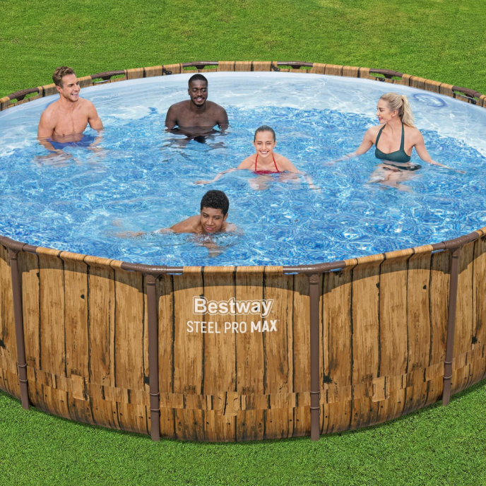 Piscine Bestway tubulaire ronde Power Steel Vista - Ø 488 x H 122 cm (Filtre à cartouche)