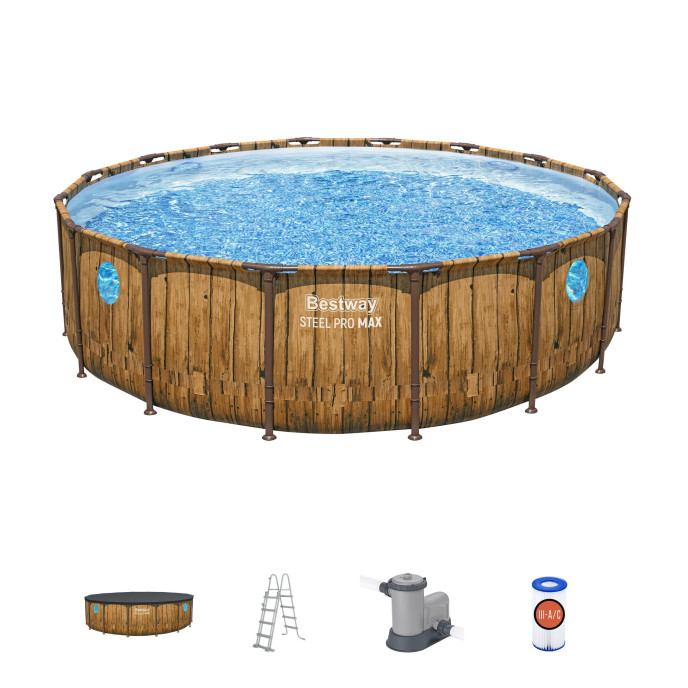 Piscine Bestway tubulaire ronde Power Steel Vista - Ø 488 x H 122 cm (Filtre à cartouche)