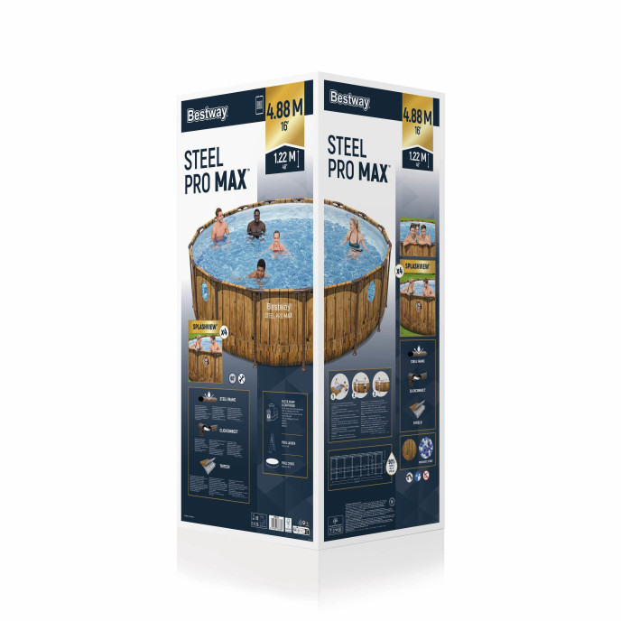 Piscine Bestway tubulaire ronde Power Steel Vista - Ø 488 x H 122 cm (Filtre à cartouche)