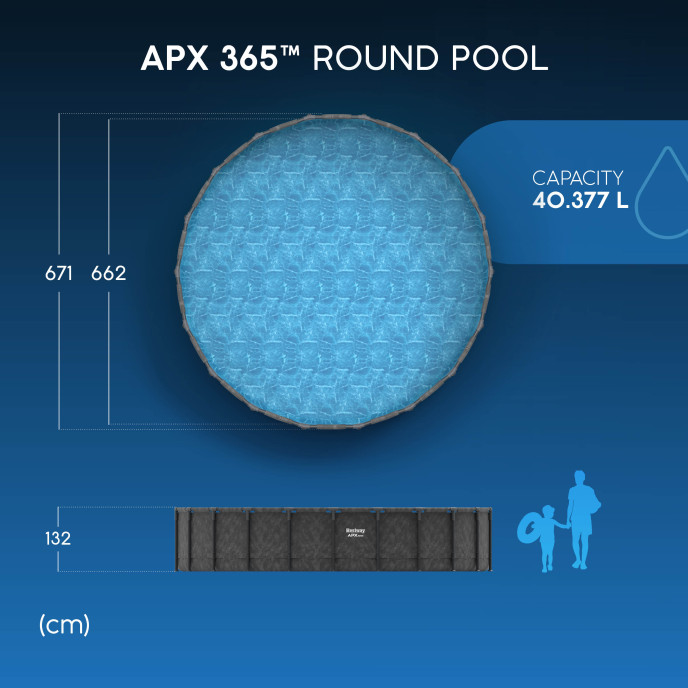 Piscine Bestway tubulaire ronde APX 365 - Ø 671 x H 132 cm (Filtre à sable)