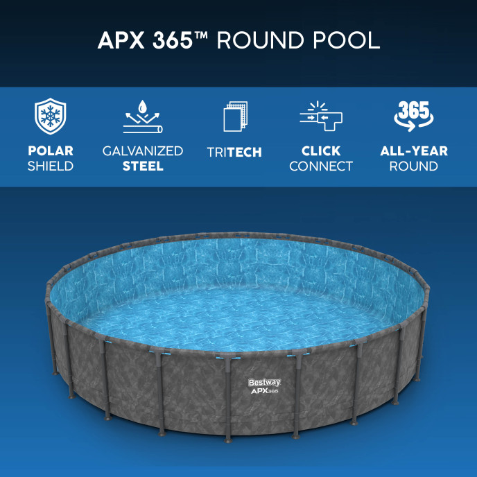 Piscine Bestway tubulaire ronde APX 365 - Ø 671 x H 132 cm (Filtre à sable)