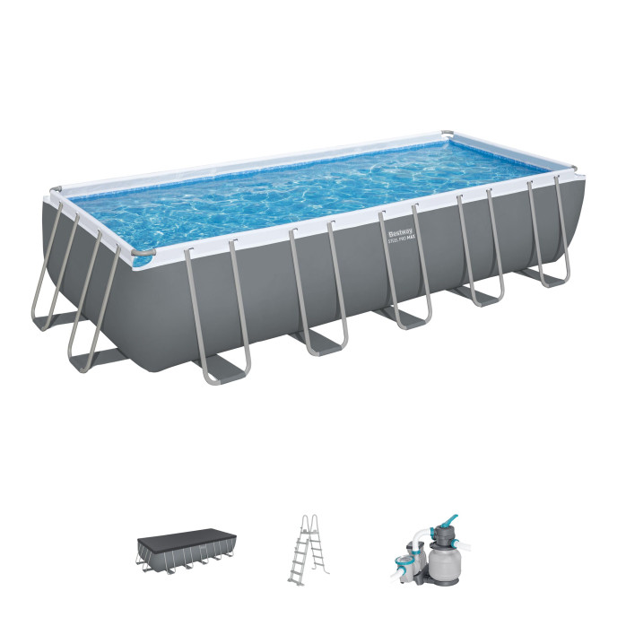 Piscine Bestway tubulaire rectangulaire Steel Pro Max - 640 x 274 x H 132 cm (Filtre à sable)