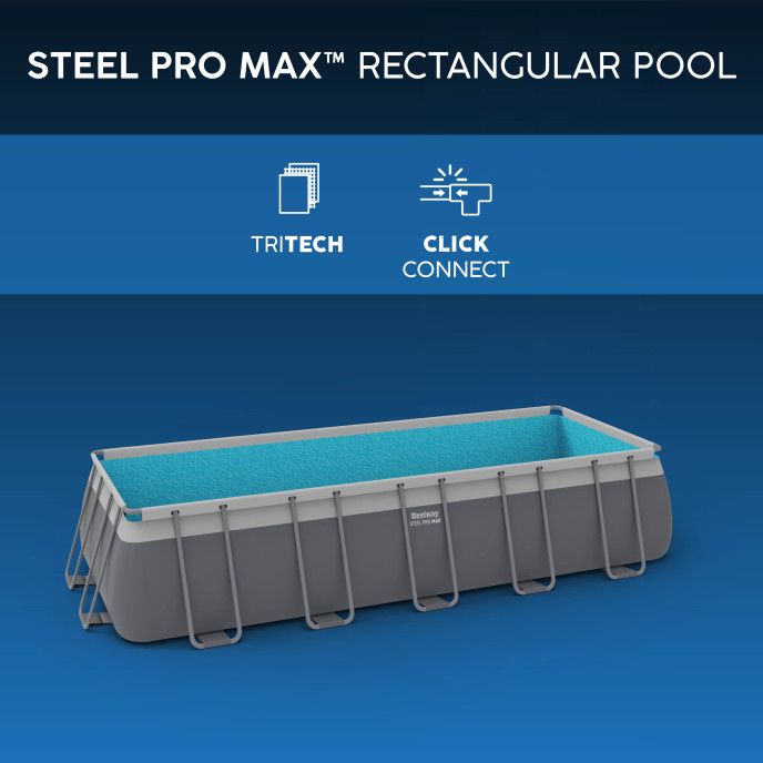 Piscine Bestway tubulaire rectangulaire Steel Pro Max - 640 x 274 x H 132 cm (Filtre à sable)