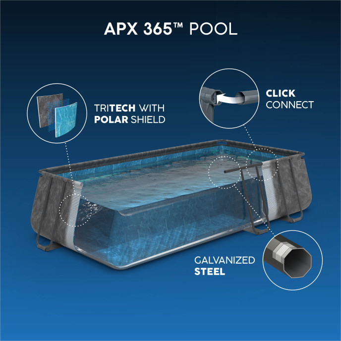 Piscine Bestway tubulaire rectangulaire APX 365 - 956 x 488 x 132 cm (Filtre à sable)