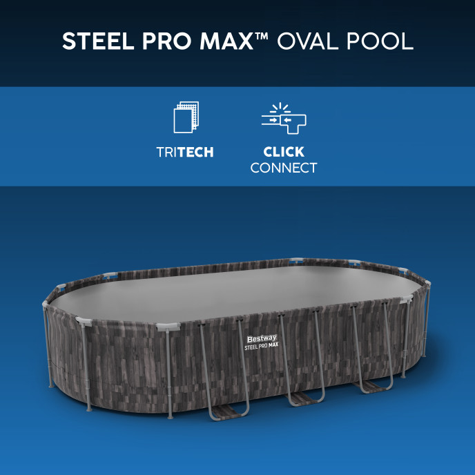Piscine Bestway tubulaire ovale Steel Pro Max - 610 x 366 x H 122 cm (Filtre à cartouche)