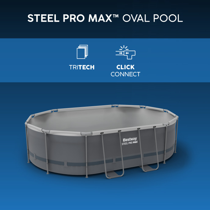 Piscine Bestway tubulaire ovale Steel Pro Max - 488 x 305 x H 107 cm (Filtre à cartouche)