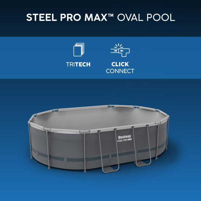Piscine Bestway tubulaire ovale Steel Pro MAX - 427 x 250 x H 100 cm (Filtre à cartouche)