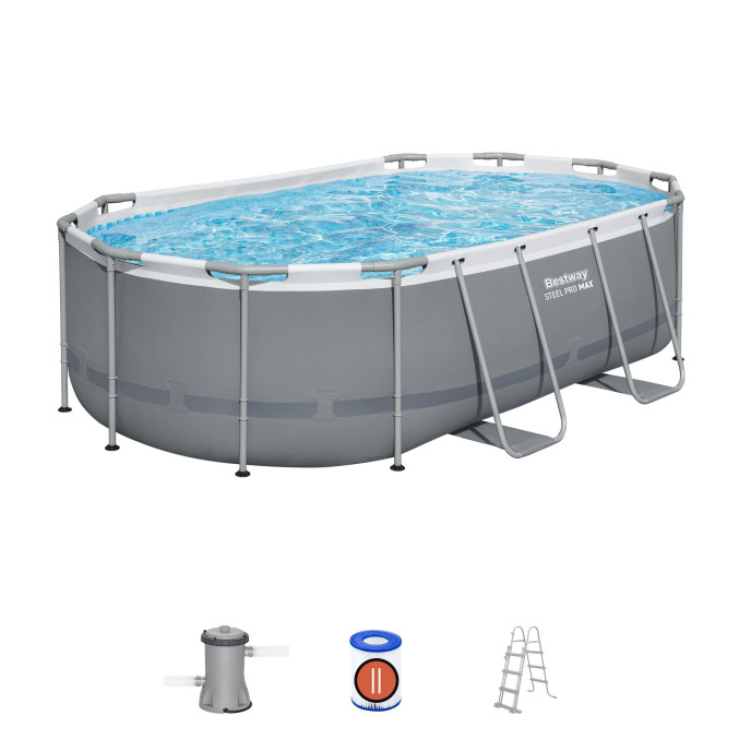 Piscine Bestway tubulaire ovale Steel Pro MAX - 427 x 250 x H 100 cm (Filtre à cartouche)