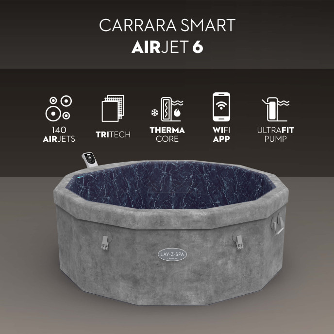 Spa semi-rigide Lay-Z-Spa Carrara octogonale (4 à 6 places) - Wifi