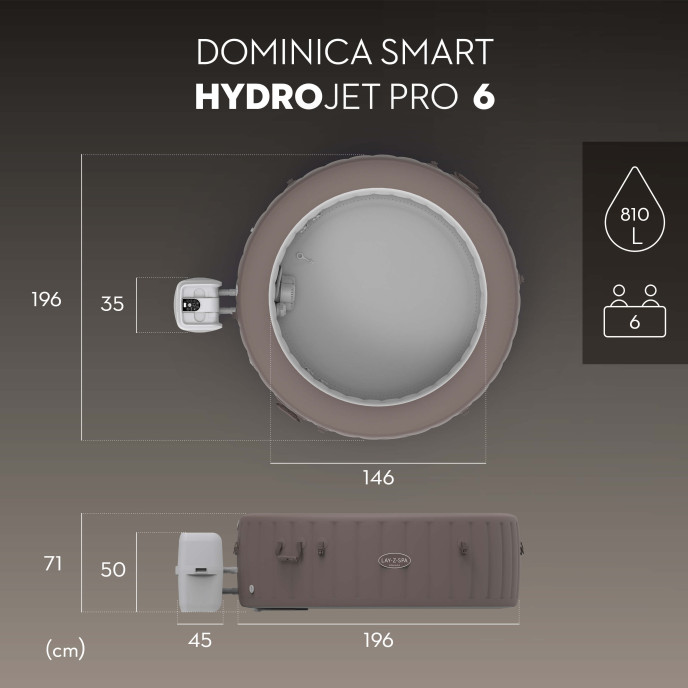 Spa gonflable Lay-Z-Spa Dominica Energysense rond (4 à 6 places) - Wifi