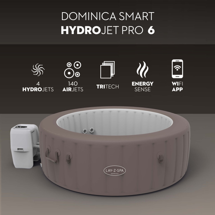 Spa gonflable Lay-Z-Spa Dominica Energysense rond (4 à 6 places) - Wifi