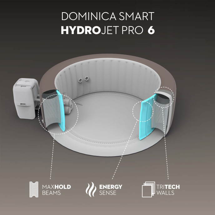 Spa gonflable Lay-Z-Spa Dominica Energysense rond (4 à 6 places) - Wifi