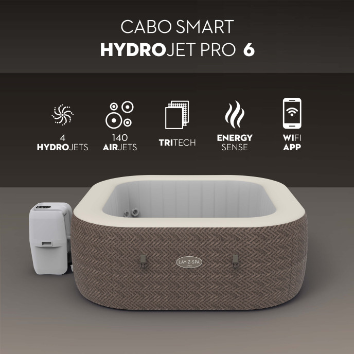 Spa gonflable Lay-Z-Spa Cabo carré (4 à 6 places) - Wifi