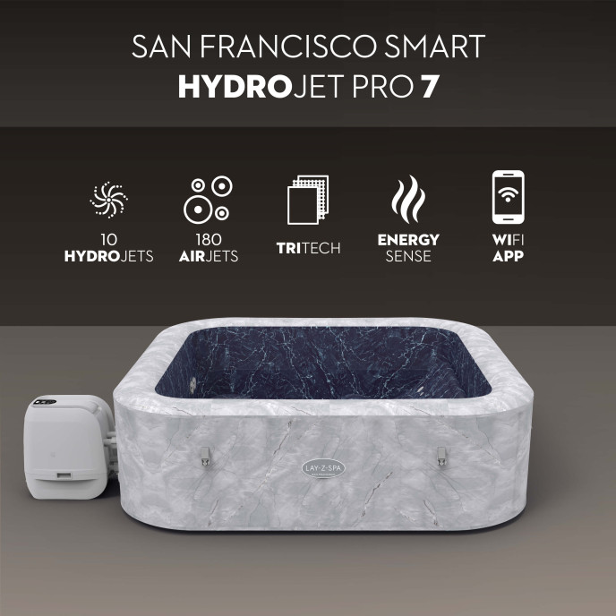 Spa gonflable Lay-Z-Spa San Francisco carré (5 à 7 places) - Wifi