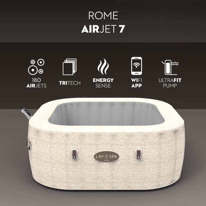 Spa gonflable Lay-Z-Spa Rome carré (5 à 7 places) - Wifi