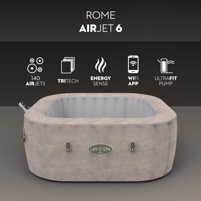 Spa gonflable Lay-Z-Spa Rome carré (4 à 6 places) - Wifi