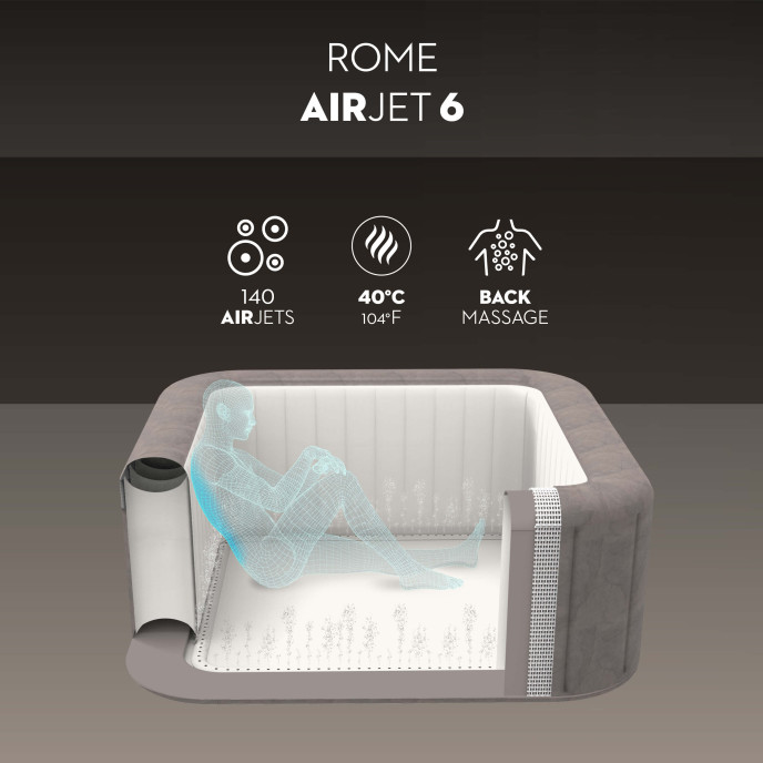 Spa gonflable Lay-Z-Spa Rome carré (4 à 6 places) - Wifi