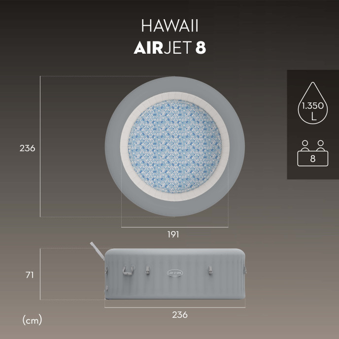 Spa gonflable Lay-Z-Spa Hawaii rond (6 à 8 places) - Wifi
