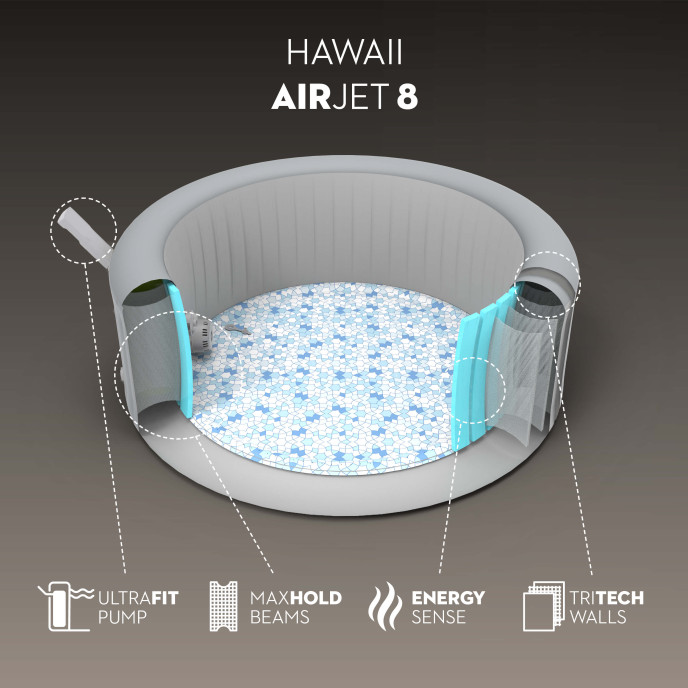 Spa gonflable Lay-Z-Spa Hawaii rond (6 à 8 places) - Wifi
