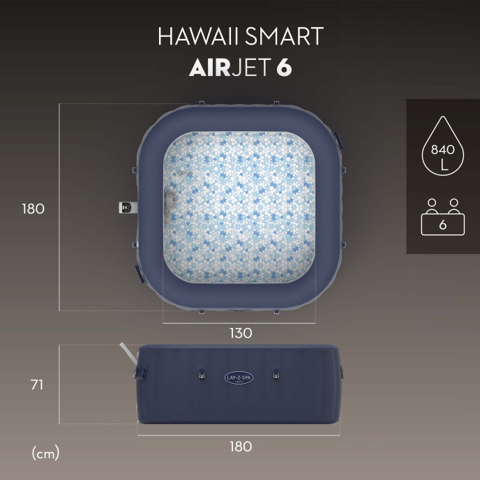 Spa gonflable Lay-Z-Spa Hawaii carré (4 à 6 places) - Wifi