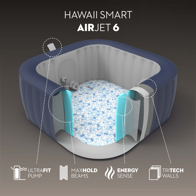 Spa gonflable Lay-Z-Spa Hawaii carré (4 à 6 places) - Wifi