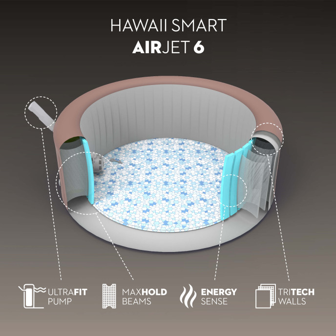 Spa gonflable Lay-Z-Spa Hawaii rond (4 à 6 places) - Wifi