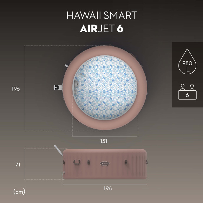 Spa gonflable Lay-Z-Spa Hawaii rond (4 à 6 places) - Wifi