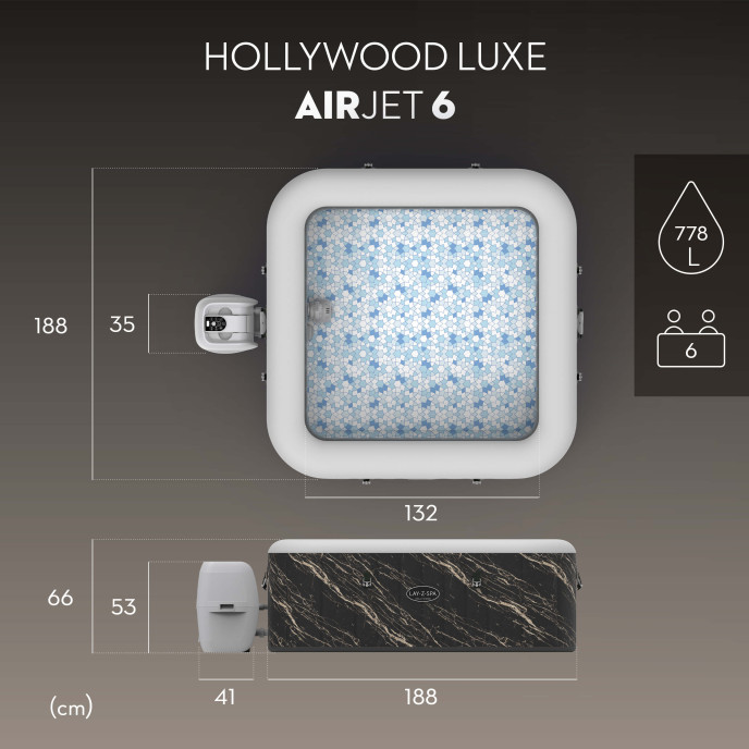 Spa gonflable Lay-Z-Spa Hollywood carré (4 à 6 places)
