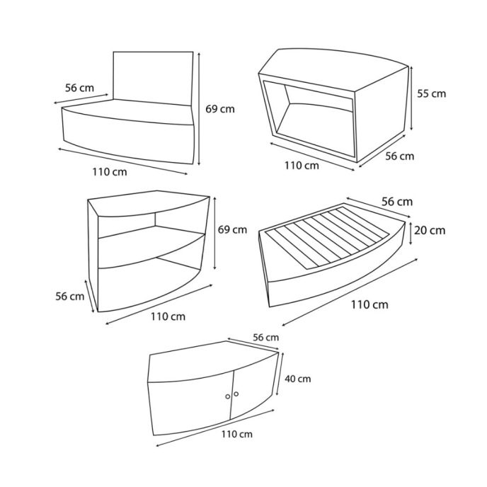 Mobilier 5 modules pour spa Octopus