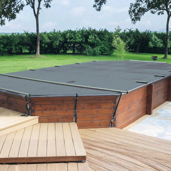 Bâche à barres de sécurité Woody spéciale piscine hors-sol