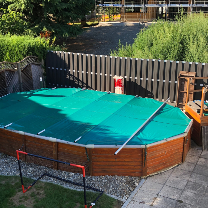 Bâche à barres de sécurité Woody spéciale piscine hors-sol
