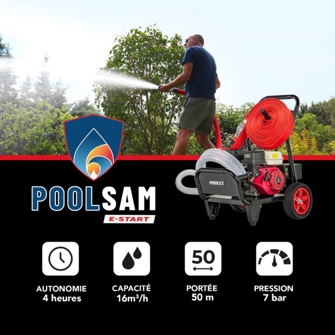 Poolex Pool Sam E-Start - Protection Incendie Autonome avec Démarreur Électrique