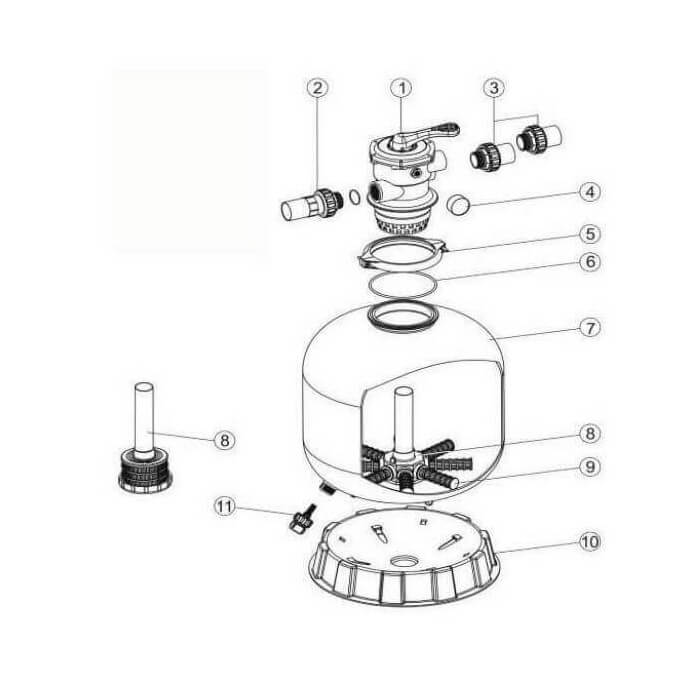 Tube + collecteur P500 - Filtre VIPool Top