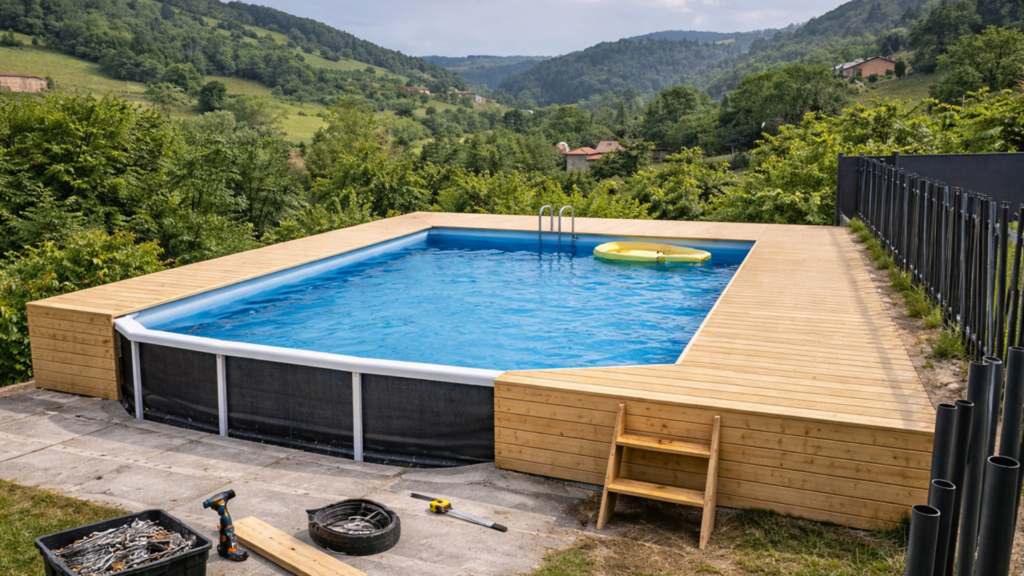 Comment habiller une Piscine Tubulaire ? habillage piscine tubulaire terrasse