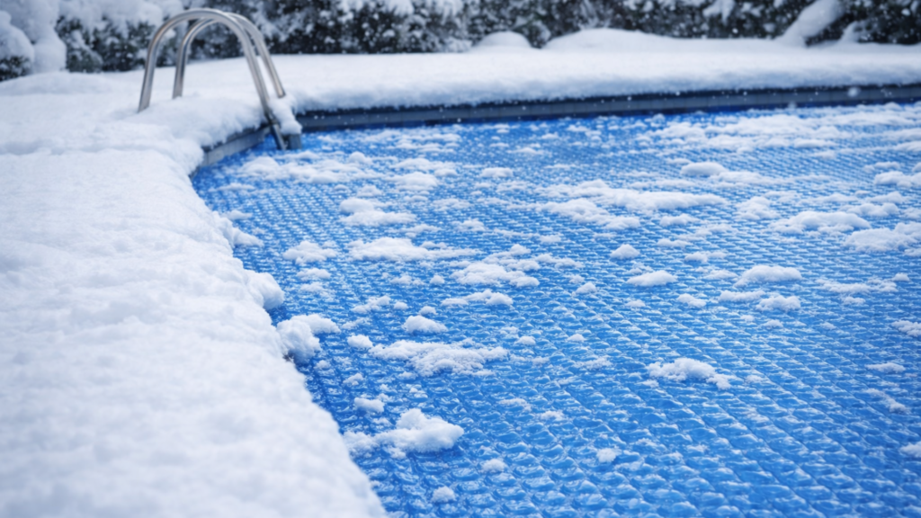 Bâche à bulles en hiver