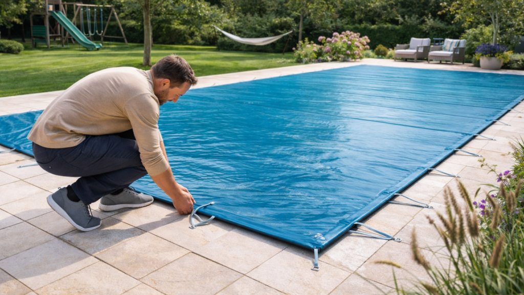 Installer une bâche d'hivernage