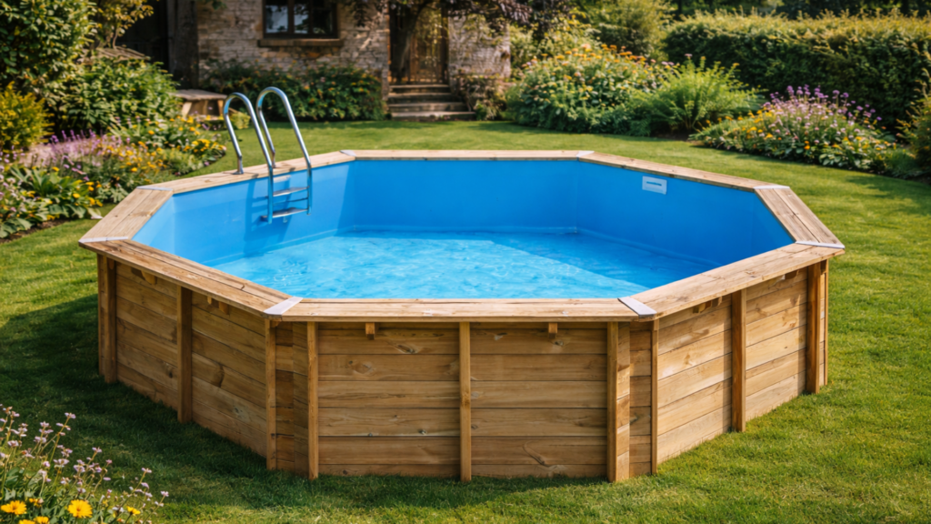 Piscine hors sol gre bois violette vide