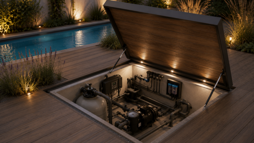 Comment aménager un Local Technique pour Piscine ? Le Guide 2026 Local Technique entérré piscine