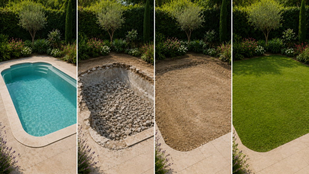 Que faire d'une Piscine non utilisée ? 12 Idées Tendance pour la Transformer Piscine Démolie