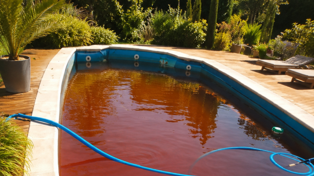 Comment rattraper une eau brune, rougeâtre ou noire de piscine ? Eau rougeâtre Piscine quels solutions