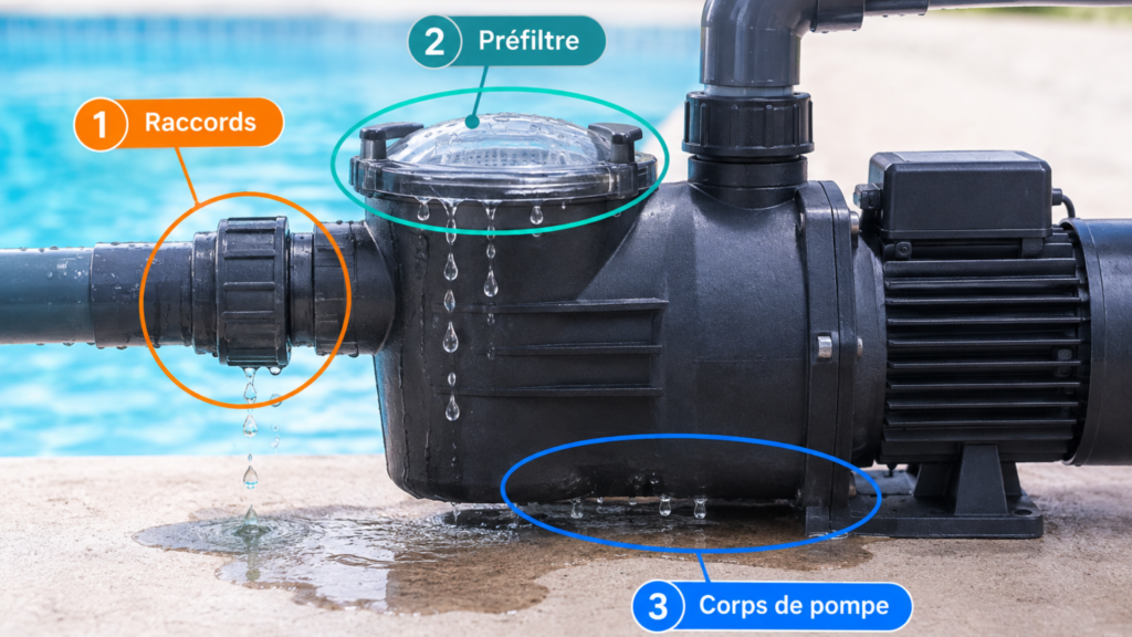Pompe Piscine qui Fuit : Causes, diagnostic et solutions Pompe de Filtration : provenance d'une fuite