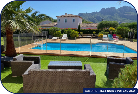 cloture piscine filet noir et piquet alu