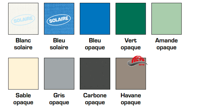 Coloris disponibles pour la bâche à barres Woody sur Mypiscine.com Coloris bâche à barres Woody - MyPiscine