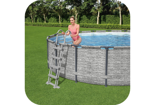 Piscine hors sol Steel Pro Max - Ø 427 x H 122 cm (décor pierre)