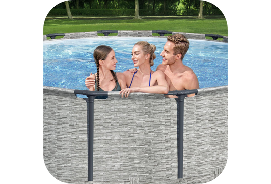 Piscine hors sol Steel Pro Max - Ø 427 x H 122 cm (décor pierre)