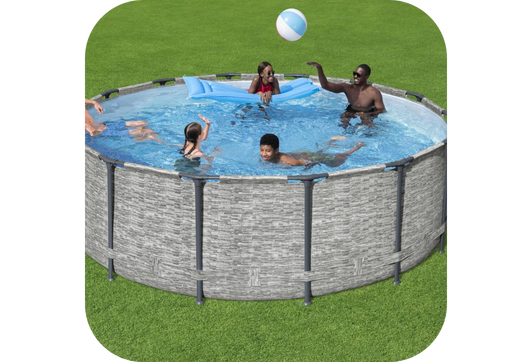 Piscine hors sol Steel Pro Max - Ø 427 x H 122 cm (décor pierre)