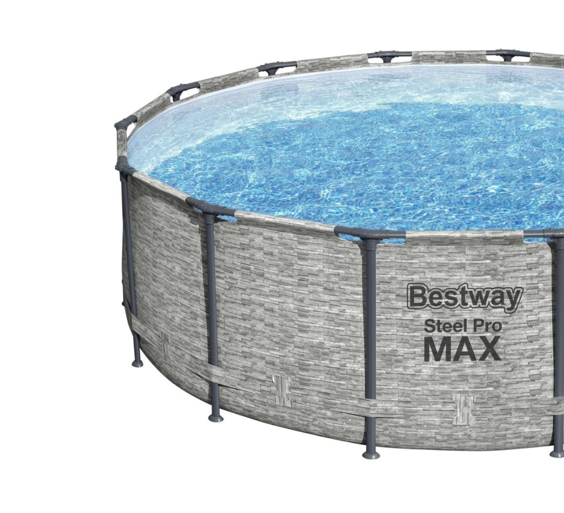 Piscine hors sol Steel Pro Max - Ø 427 x H 122 cm (décor pierre)