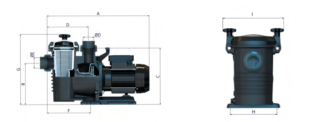 Pompe Astral Senext XP dimensions