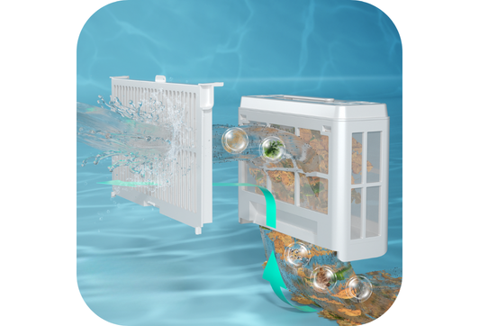 Filtre du Wybot C2 ultra fin en immersion dans l'eau