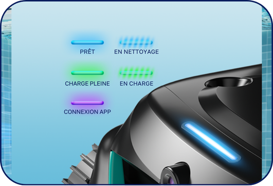 détails des led de couleur disponible sur le robot Wybot C2